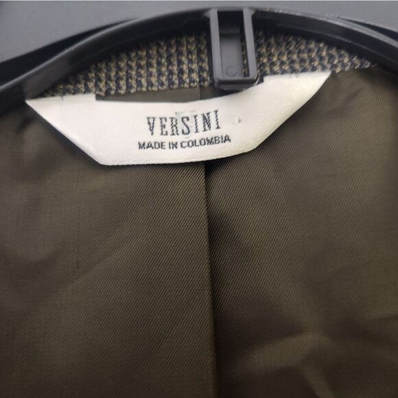 Versini 44R SILK WOOL Blend Checkered Brown Lined Pockets 3 Buttons Men Blazer - Picture 5 of 11